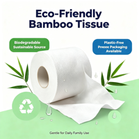 Kertas Toilet Ramah Lingkungan dari Bambu 3 Lapis, Dapat Dibuang di Toilet, 300 Lembar, Gulungan Polos Putih, Terbuat dari Pulp Bambu Bebas Pohon Bersertifikat 2-3