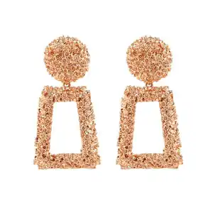 Fashion Metal Dangle Statement Geometric CZ Tassel Boho Dangle Cute Trending Gold Earrings