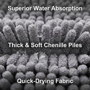 Tapis de bain rond en chenille gris de luxe, tapis de salle de bain en microfibre ultra doux et moelleux, tapis de sol circulaire super absorbant et antidérapant - Product Image 3