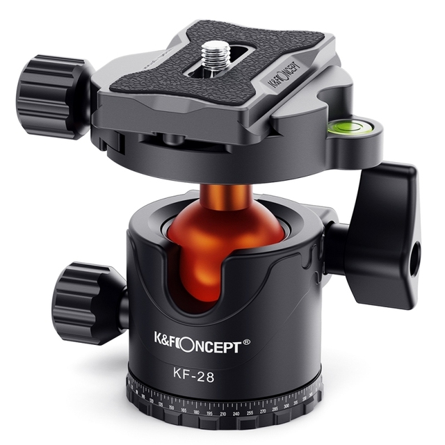 Original K&F CONCEPT KF31.023V3 360 Degree Rotating Panoramic Metal Tripod Ball Head With 1/4 Inch Quick Release Plate