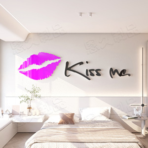 Autocollants muraux décoratifs 3D en acrylique « Lip Kiss Me » pour la maison, le salon, la <span class=keywords><strong>chambre</strong></span>, la salle à manger, l'entrée – Vente en gros usine - Product Image 3