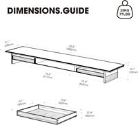 Support d'écran double à 2 niveaux en bois avec tiroir et pieds en acrylique pour étagère de bureau avec organisateur de rangement