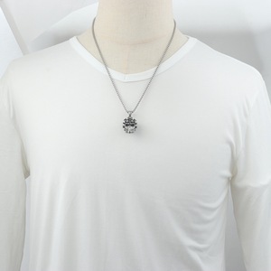 Collar de acero inoxidable con colgante de calavera y virus de Yunnique, cadena de 60 cm, diseño geométrico de esqueleto, joyería de moda - Product Image 4