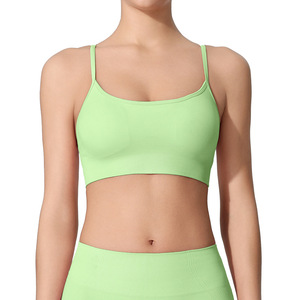 Yoga Sports Bra Crossover Back Adjustable Straps Solid Color Fitness Top For Women Workout Gym Exercise Wear S M L - Product Image 5