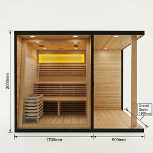 Sauna extérieur moderne avec patio ouvert, en bois de pruche naturel, poêle électrique, sauna extérieur Megius pour jardin, villa, <span class=keywords><strong>spa</strong></span> - Product Image 3