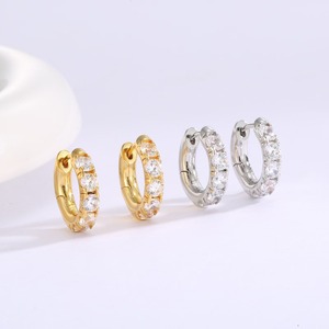 Pendientes de aro de cristal dorado de lujo de estilo francés de nicho para mujer, joyería de gama alta de nueva moda para regalos con piedra principal de circón - Product Image 2