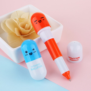 Vente en gros de stylos à bille créatifs en forme de pilule stylo à bille personnalisé Capsule rétractable avec visage souriant de dessin animé - Product Image 5