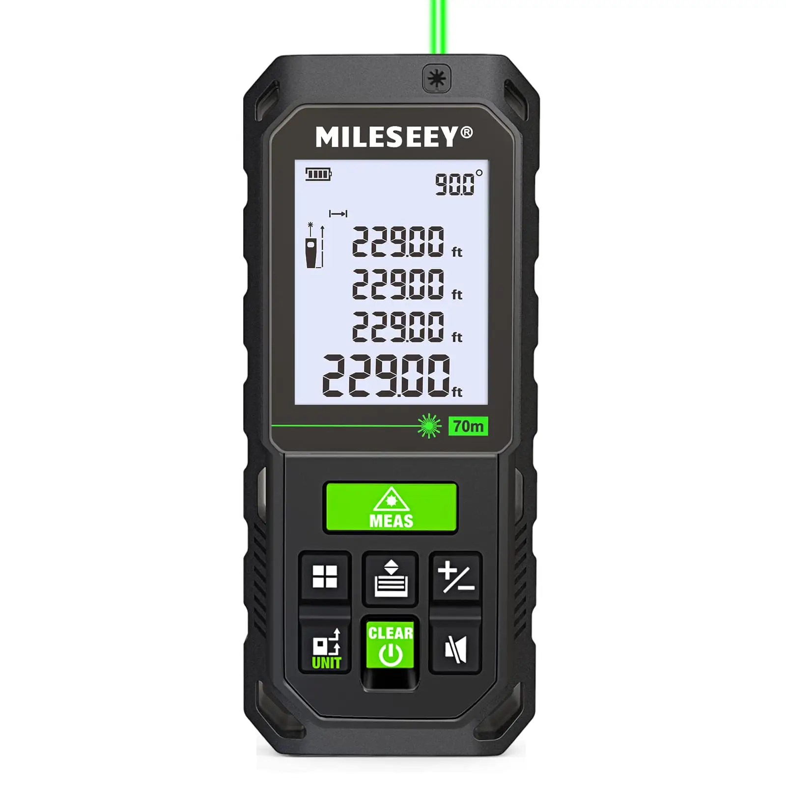 MiLESEEY S8G pita pengukur Laser sinar hijau 229ft dengan Sensor sudut IP65, pytagoras, jarak, Area, pengukuran Volume