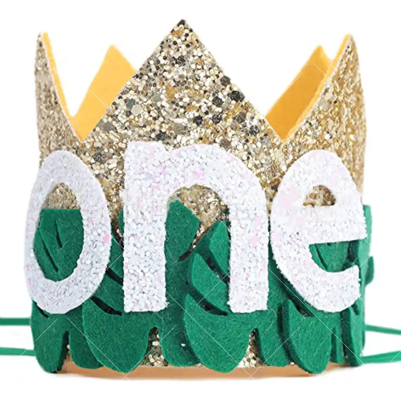 Hand-made non woven fabric baby first birthday party hat princess crown with forest pattern