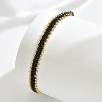 Bracelet artisanal unisexe tendance en perles, ajustable, délicat, plaqué or, avec perles de rocaille Miyuki colorées, géométrique, pour le quotidien