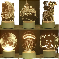 Lámparas LED 3D con Ilusión Óptica, Diseño Creativo de Dibujos Animados, Mini Lámpara LED Acrílica Moderna con Enchufe, Lámpara de Escritorio LED, Luz Nocturna para Dormitorio, ABS