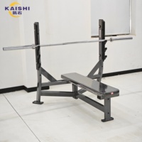 Banc de musculation plat commercial Kaishi, robuste, pour haltères, idéal pour la musculation en salle de sport
