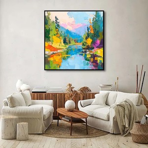 Dipinto a Olio Moderno di Paesaggio Toscana, <span class=keywords><strong>Arte</strong></span> Murale su Tela, Disegno di Villaggio Fatto a Mano, Dimensioni Personalizzabili, Alta Qualità - Product Image 2