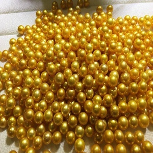 Perlas Naturales de Agua Dulce sin Núcleo, Teñidas en Oro, Grado AAAA, 8-9mm, Redondas, de Alta Calidad, para Decoración de Uñas - Product Image 2