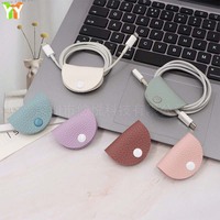 Mini enrouleur de câbles en cuir PU de forme ovale, organisateur de cordons couleur macaron, attache-câbles réutilisable pour la maison et les voyages quotidiens (vente en gros)