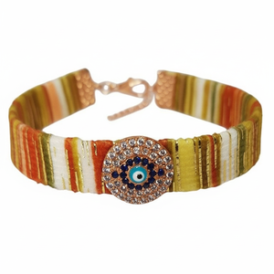 Charme rond de mode de mauvais œil pour le style de tissu de bracelet - Product Image 2