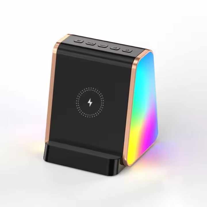 Multi-Function Bluetooth Speaker LED Color Light Phone Holder Subwoofer IPX4 Waterproof for Office Home