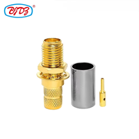 Fabricant Fourniture Plaqué Or SMA Femelle Jack Crimp Bulkhead pour LMR240 H-155 RG59 RG8X 4D-FB Câble RF Coax Coaxial Connecteurs