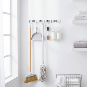 Space Saving Anti-Slip <strong>Wall</strong> Mounted Stainless Steel <strong>Mop</strong> and Broom Holder Garden Tool Organizer with Hooks for Garage Kitchen - Product Image 5