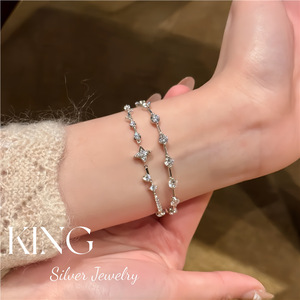 สร้อยข้อมือคริสตัลประดับเพชรเทียม King Silver Jewelry สำหรับผู้หญิง สวมใส่ได้ทุกวัน - Product Image 5