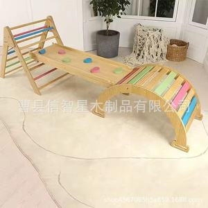 Structure d'escalade en bois pour enfants, 45,3 pouces, équipement d'éducation précoce trois en un pour enfants de 2 à 4 ans - Product Image 5