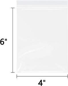 Huamaohengchun4" X 6"(100 Count) <b>Small</b> 2 Mil Clear Plastic Reclosable Zip Bags for Photo Jewelry Bakery Party FavorsFood Storage - Product Image 1