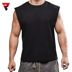 Wholesale Customized Logo Broad Shoulder Tank Top Casual Loose Crop Top Workout Exercise Clothing Men Sleeveless Shirt