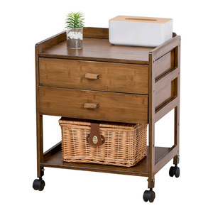 Bedside Table With Caster Drawer <b>Cabinet</b> Wooden <b>Storage</b> Nightstand For <b>Bedroom</b> Living Room - Product Image 2