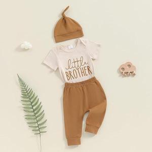 Set di Abbigliamento per Neonato Little Brother 3 Pezzi Body Blu, Pantaloni Grigi e Cappello Perfetto per Neonati e Lattanti - Product Image 3