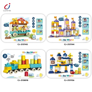 64 pièces <span class=keywords><strong>anglais</strong></span> reconnaissance vocale bricolage assemblage Snack crème glacée chariot jouet bloc de construction jouet ensemble avec lumière et musique - Product Image 6