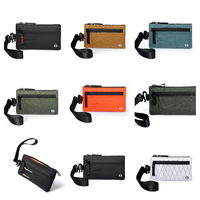 Dompet Kartu Mini Anti RFID Bahan Nylon Rip Stop dengan Ritsleting, 2 Ukuran, Dompet Koin dan Kartu Portabel untuk Perjalanan dengan Pengait Karabiner
