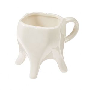 แก้วกาแฟพอร์ซเลนสีขาว 350 มล. ลายฟัน แบบพื้นบ้าน รับผลิตตามแบบ OEM/ODM - Product Image 1
