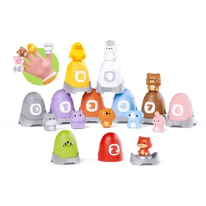 Baby Montessori soft rubber animal finger puppets matching toy color recognition sorting number learning counting matching game