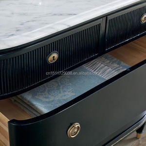 <span class=keywords><strong>Commode</strong></span> <span class=keywords><strong>double</strong></span> noire de luxe avec plateau en marbre, quincaillerie en laiton doré, 8 tiroirs de rangement, meuble de chambre classique - Product Image 4