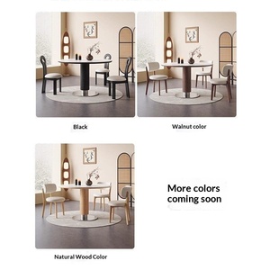Mesa de Comedor de Madera Rústica Moderna para <span class=keywords><strong>Restaurante</strong></span> con Tapa de Piedra Sinterizada, Estructura de Madera Sólida, Diseño Compacto para Apartamentos Pequeños - Product Image 4