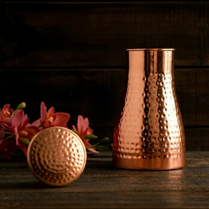Classic Tapered Copper Water <b>Bottle</b> Textured Metal Drink <b>Flask</b> Leakproof Refillable Hydration <b>Bottle</b> for Home Travel Office - Product Image 1