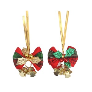 Handgefertigte Kleine Weihnachtsschleife mit Metallglocke, Stechpalmenblatt und Befestigungsdraht DIY Geschenkbox Kranz Baum-Hängezubehör - Product Image 6