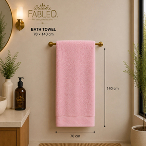 Serviette de bain en coton rose FABLED, couleur unie, enroulable, pour usage domestique, lavable en machine, tissée - Product Image 2