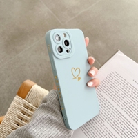 Coque de téléphone en TPU mat couleur bonbon motif cœur pour iPhone 16 15 14 13 12 11 Pro Max Xr Xs Max 7 8 Plus, antichoc, avec dos motif cœur