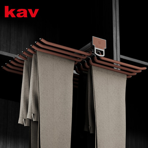 Porte-pantalons coulissant double rangée à montage supérieur en alliage d'aluminium, détachable, fermeture douce, capacité accrue, rail de garde-robe Kav - Product Image 1