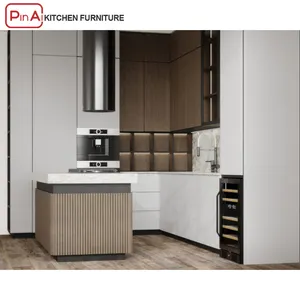PINAI modern small design aluminium range hood and cooktop modular kitchen cabinet