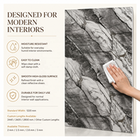 Panneau mural en PVC brillant MORLENX gris anthracite veiné blanc, effet marbre UV, pour projets d'aménagement de bureaux de direction