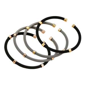 Brazalete de Acero Inoxidable de Moda, Brazalete Abierto con Malla Cubierta, Joyería - Product Image 1