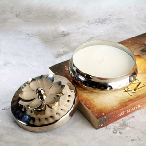 Handcrafted Lotus Flower Metal <b>Candle</b> <b>Jar</b> <b>with</b> <b>Lid</b> Decorative Scented <b>Candle</b> Holder for Home Decor Gift - Product Image 4