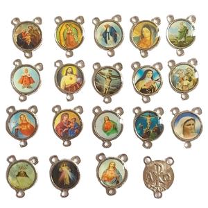 3 gaten zinklegering rozenkrans center katholieke icoon charme religieuze medaille connector - Product Image 4