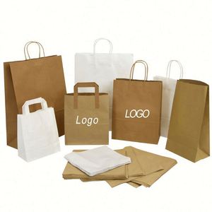 Sacs en papier kraft noir, blanc et marron en gros, avec logo gaufré, taille personnalisée, matériaux recyclés, pelliculage mat et ruban - Product Image 2