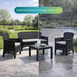 Ensemble de salon de jardin en rotin anthracite avec canapé, 2 fauteuils et table basse, mobilier de patio extérieur - Product Image 5