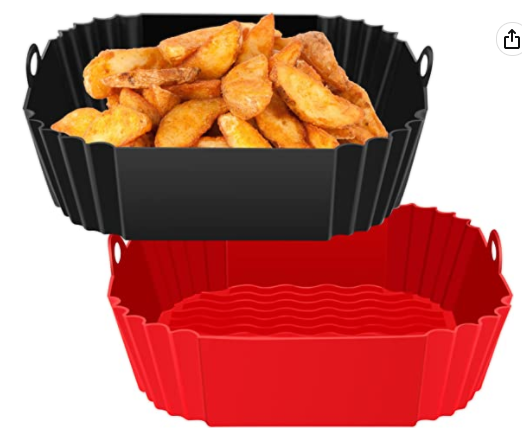 Hot Selling 8" Square Silicone air Fryer Pot Reusable Air Frying Pan Silicone Baking Pan for Fridge Oven Fruit Basket