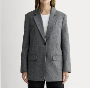 Blazer décontracté pour femme, coupe ample, kaki, en tissu léger, à simple boutonnage, avec poches - Product Image 3