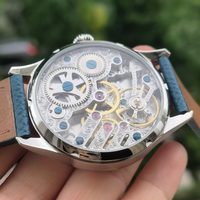Montre mécanique manuelle simple avec cadran en émail blanc de 41 mm sans graduation, mouvement Seagull St3600k, verre saphir ajouré